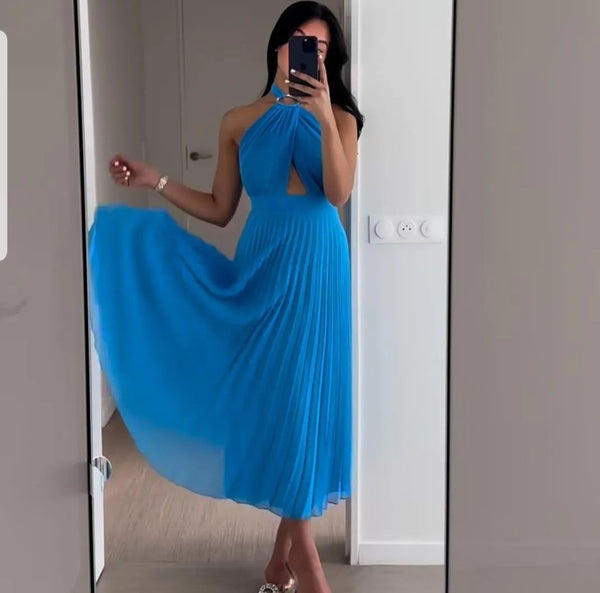 Adelphe™ Elegantní modré šaty