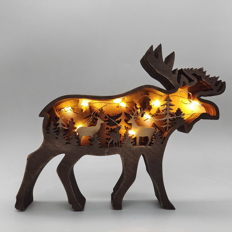 WoodyArt™️ Dřevěná vánoční LED dekorace se zvířecím motivem